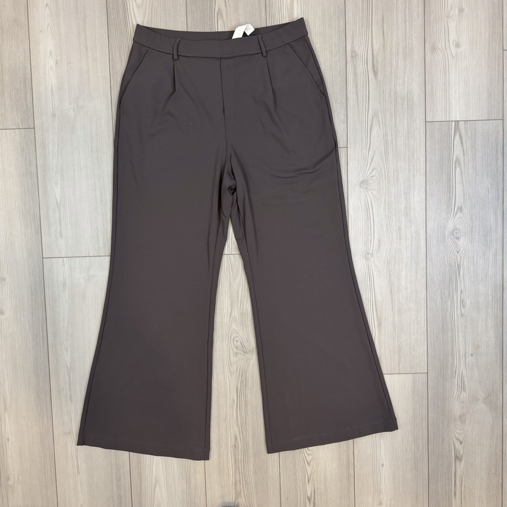Halara Flex DayStretch High Waisted Pocket Work Flare Pants Large Wide Leg Gray